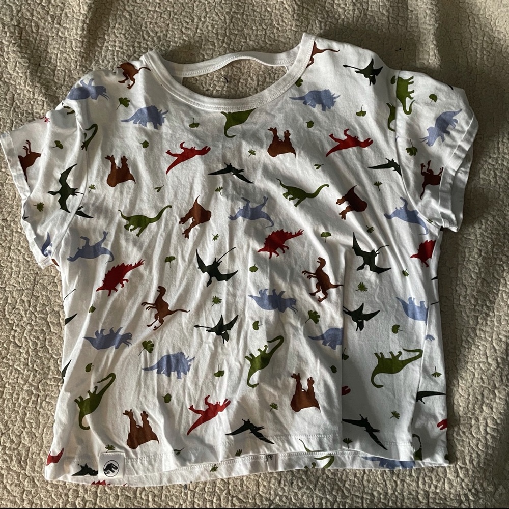 Dinosaur Print Crop top - Large , White